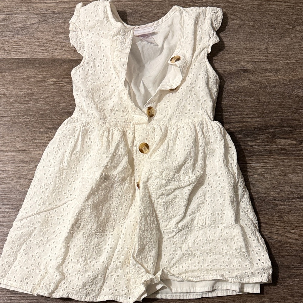 White Eyelet Button-Down Dress